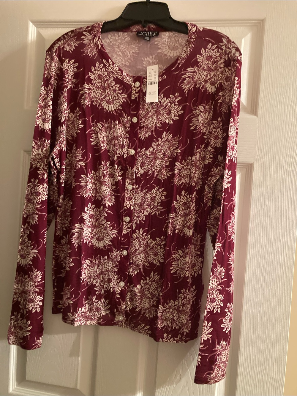 JCrew lyocell blend cardigan in pineapple garden print